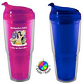 22 oz Acrylic Double Wall Travel Chiller with Flip Lid & Straw, Blue, 4 color process